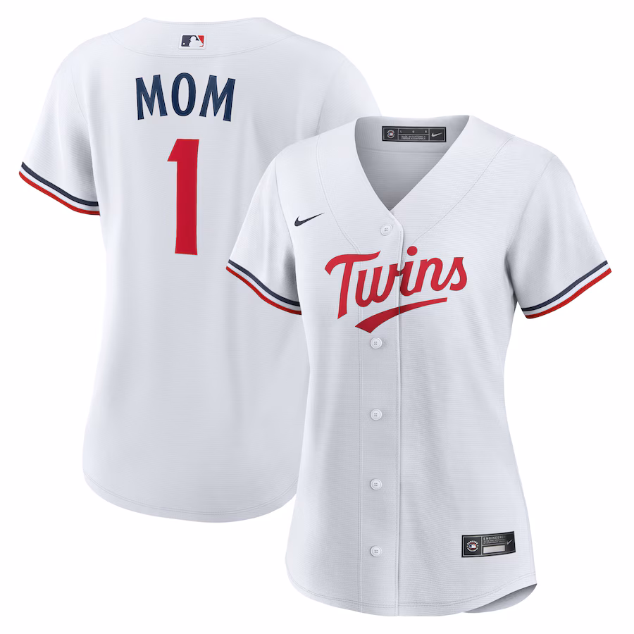 Women's Minnesota Twins Nike White #1 Mom Home Replica Jersey