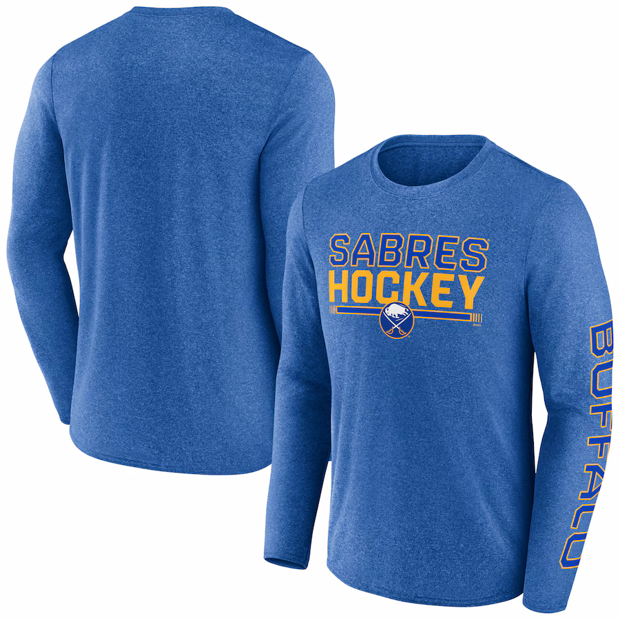 Men's Buffalo Sabres Fanatics Heather Royal Sweep Iconic Synthetic Long Sleeve T-Shirt