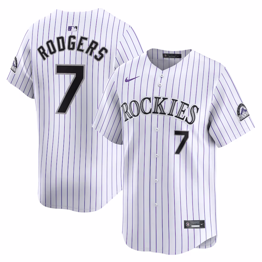 Men's Colorado Rockies Brendan Rodgers Nike White Home Limited Player Jersey