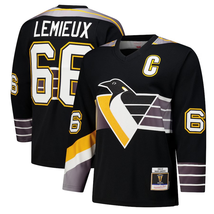 Men's Pittsburgh Penguins Mario Lemieux Black 1996-97 Power Play Jersey