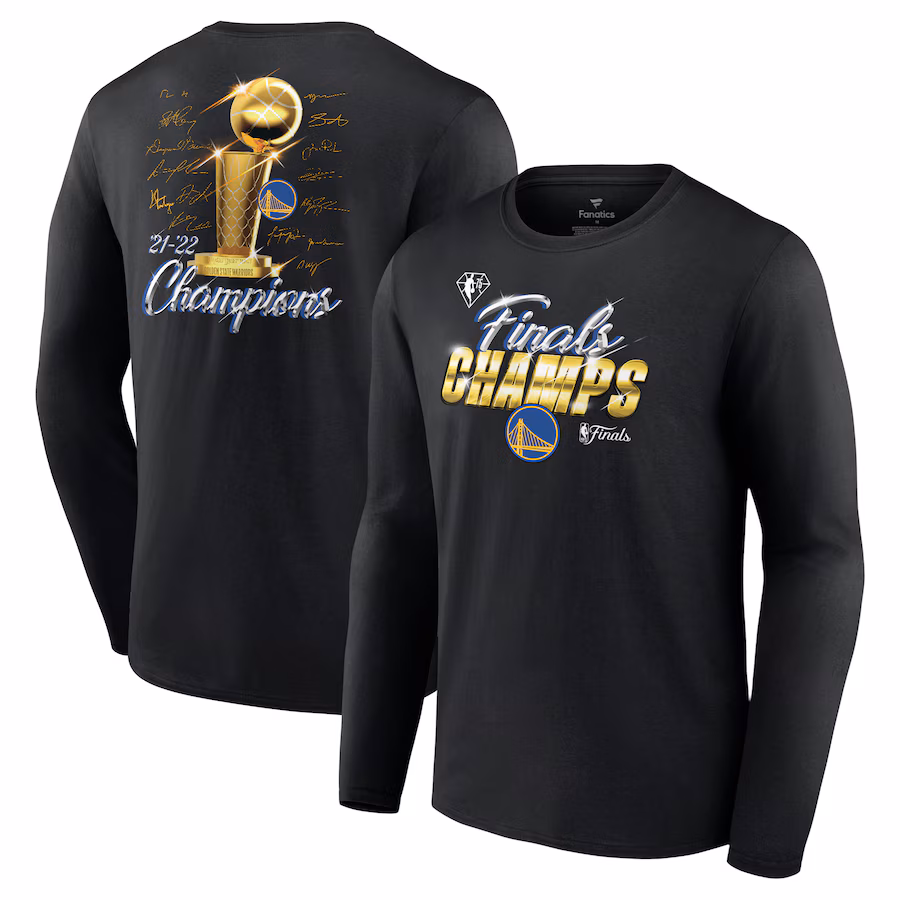 Men's Golden State Warriors Fanatics Black 2022 NBA Finals Champions Forward Roster Signature Long Sleeve T-Shirt