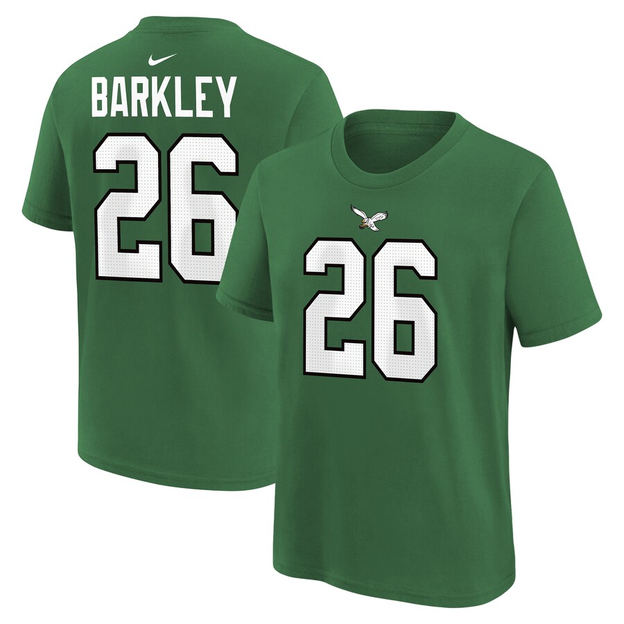 Youth Philadelphia Eagles Saquon Barkley Nike Kelly Green Player Name & Number T-Shirt