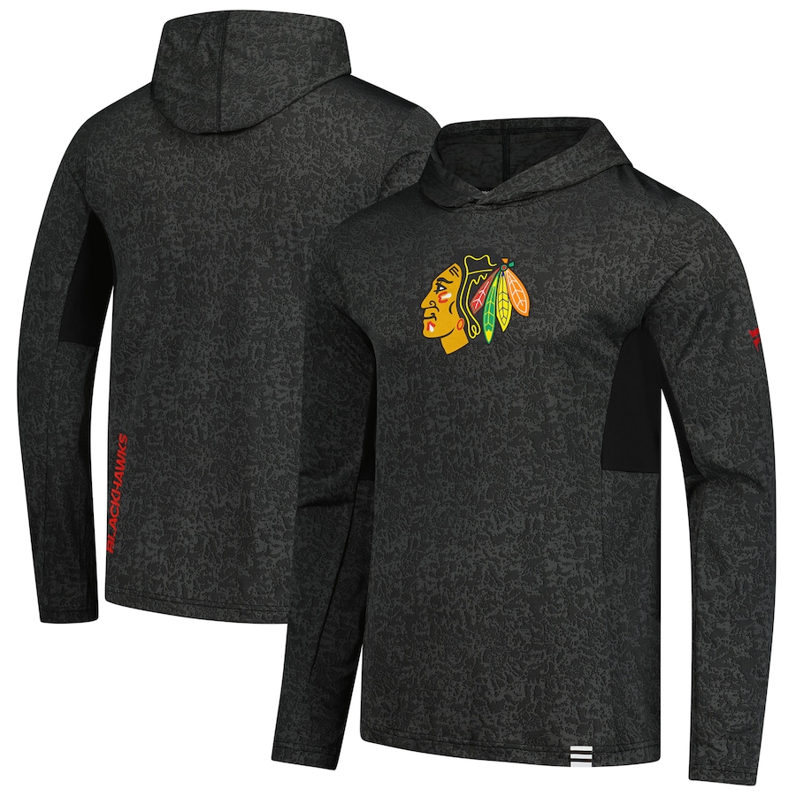 Men's Chicago Blackhawks Fanatics Black Authentic Pro Lightweight Pullover Hoodie