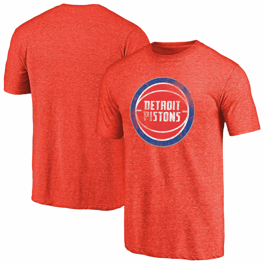 Men's Detroit Pistons Red Distressed Logo Tri-Blend T-Shirt