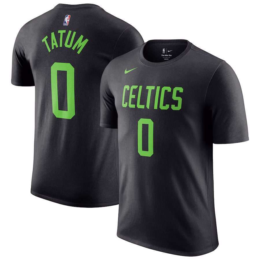 Men's Boston Celtics Jayson Tatum Nike Black 2024/25 City Edition Name & Number T-Shirt