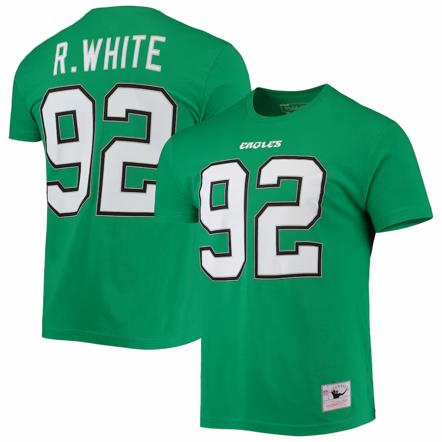 Men's Reggie White Philadelphia Eagles Mitchell & Ness Kelly Green Retired Player Name & Number T-Shirt