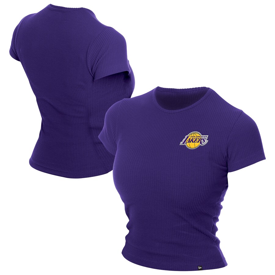 Women's Los Angeles Lakers  New Era Purple Leisure Collection Baby Doll Cropped T-Shirt