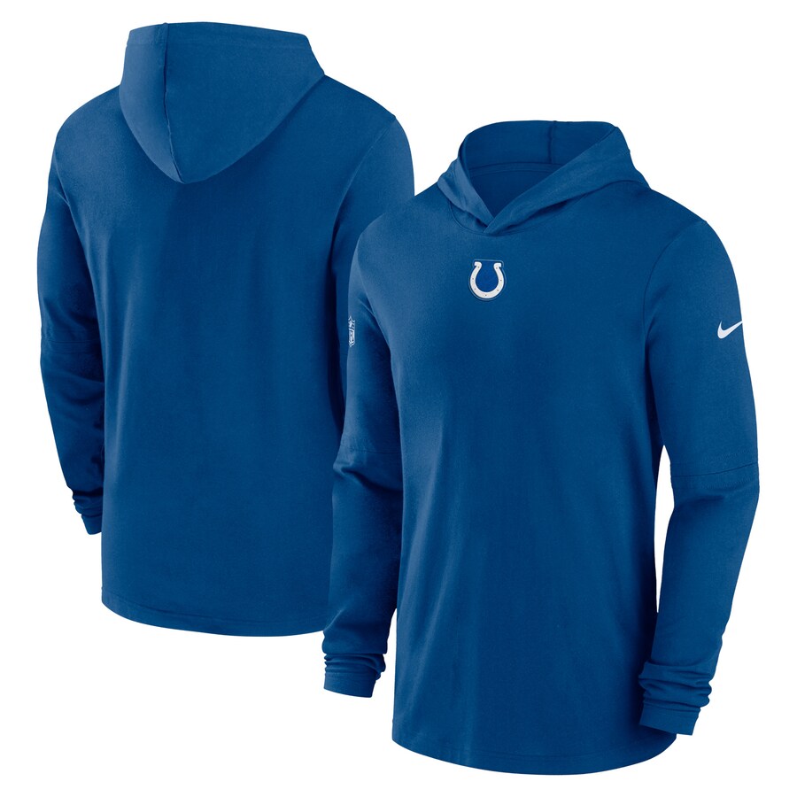 Men's Indianapolis Colts Nike Royal Sideline Performance Long Sleeve Hoodie T-Shirt