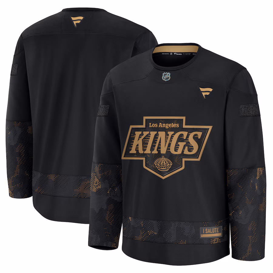 Men's Los Angeles Kings Fanatics Black 2024 Military Appreciation Practice Jersey