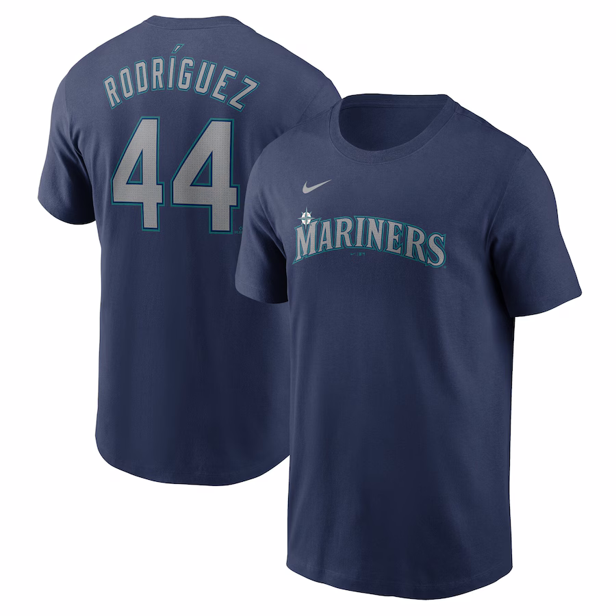 Youth Seattle Mariners Julio Rodríguez Nike Navy Home Player Name & Number T-Shirt