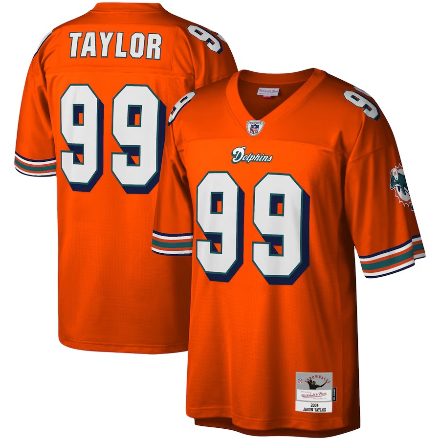 Men's Miami Dolphins Jason Taylor Mitchell & Ness Orange Legacy Replica Jersey