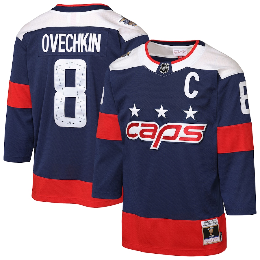 Youth Washington Capitals Alexander Ovechkin Mitchell & Ness Navy 2018 NHL Stadium Series Power Play 2.0 Player Jersey