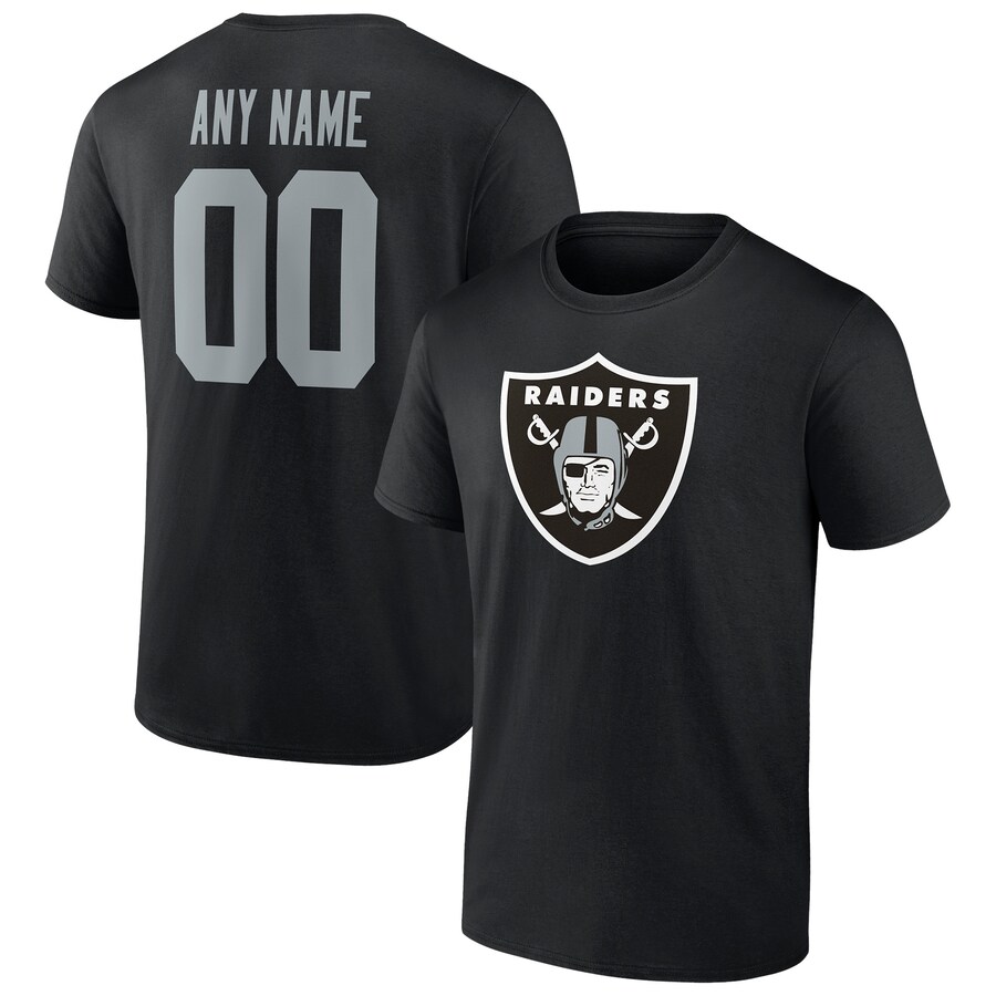 Men's Las Vegas Raiders Black Team Authentic Personalized Name & Number T-Shirt
