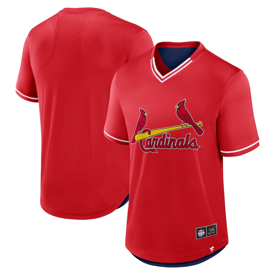 Men's St. Louis Cardinals Fanatics Red Fantastic Finish V-Neck Fashion T-Shirt