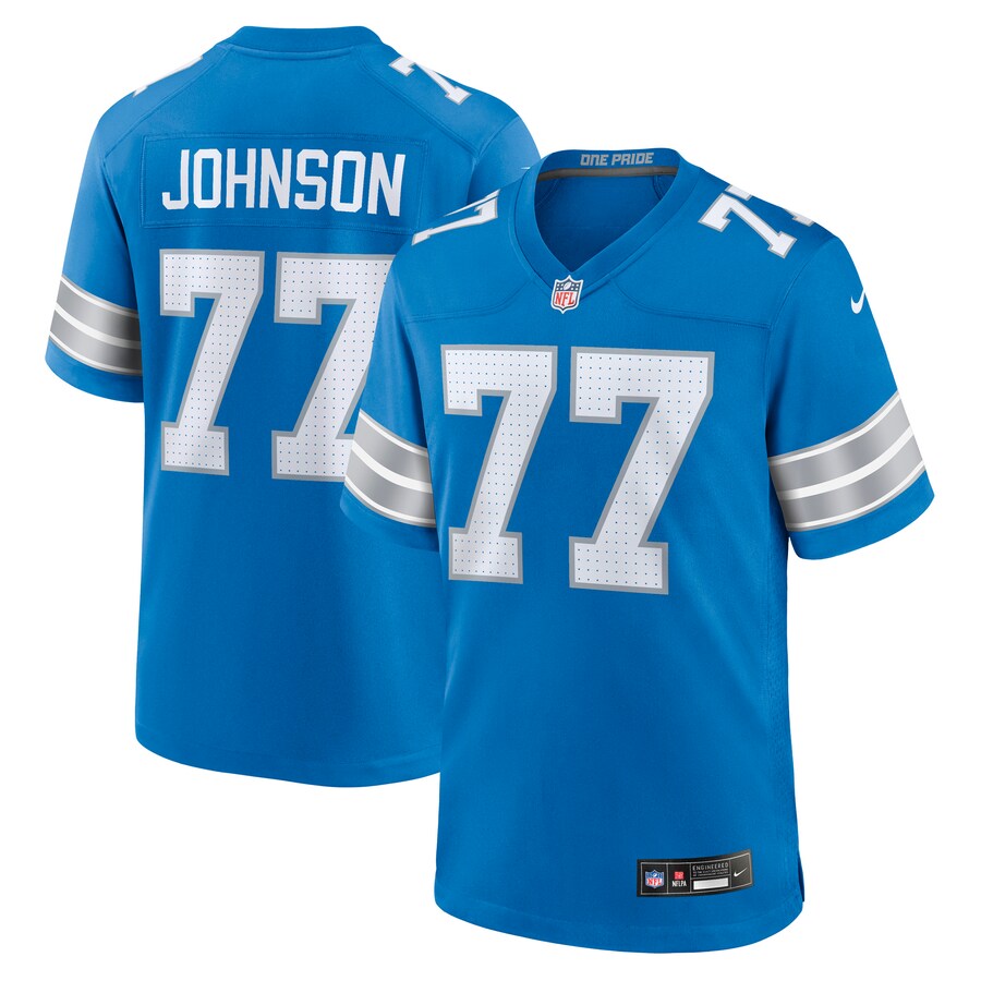 Men's Detroit Lions Zack Johnson Nike Blue Team Game Jersey