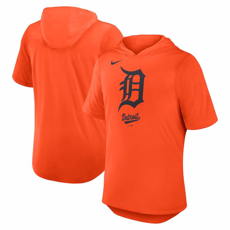 Men's Detroit Tigers Nike Orange Tri-Blend Hoodie T-Shirt