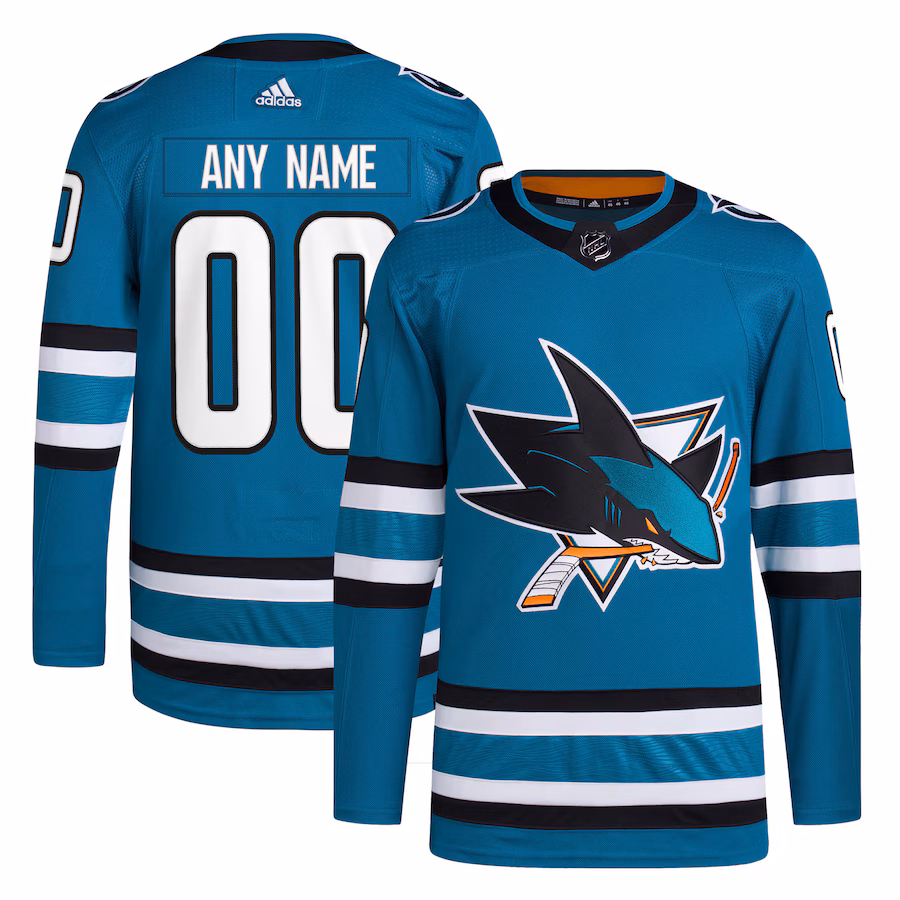 Men's San Jose Sharks adidas Teal Home Primegreen Authentic Custom Jersey