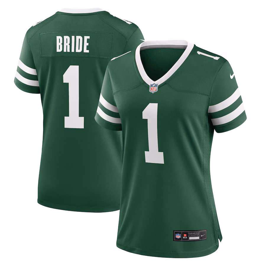Women's New York Jets Number 1 Bride Nike Legacy Green Game Jersey