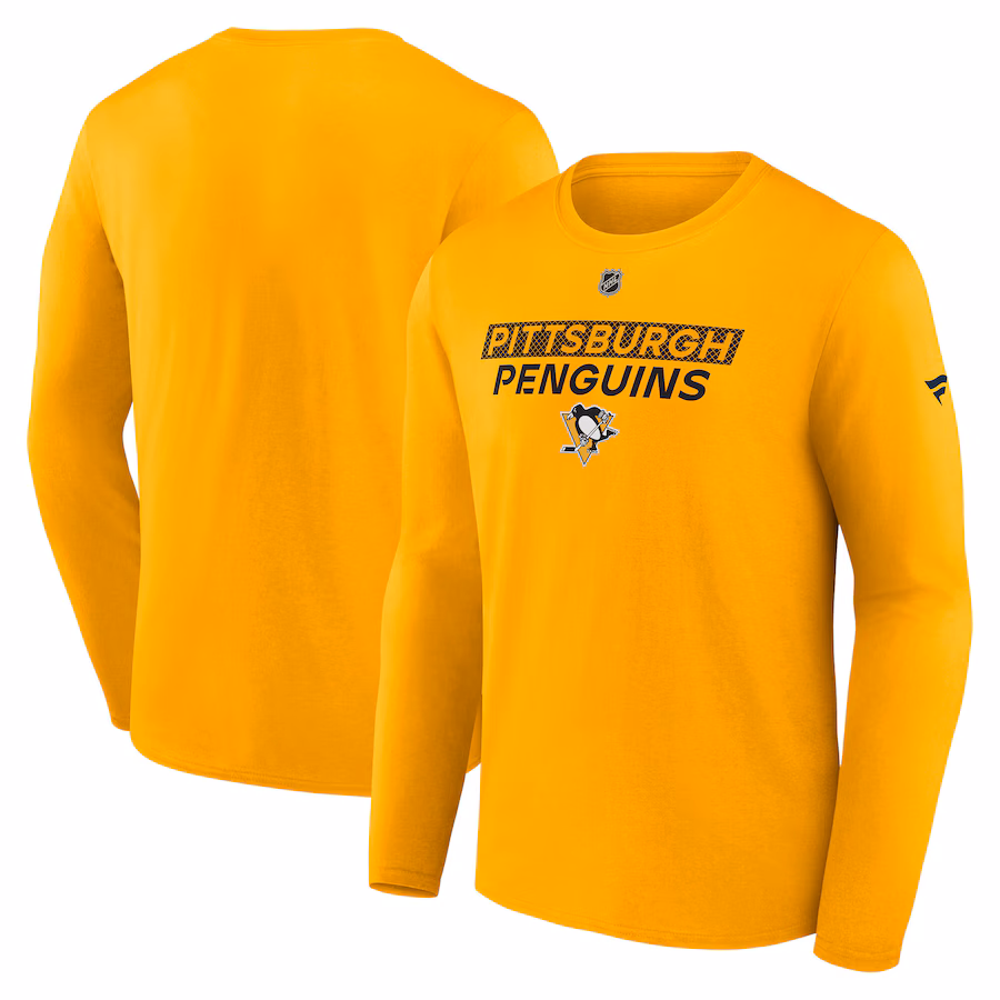 Men's Pittsburgh Penguins Fanatics Gold Authentic Pro Core Primary Long Sleeve T-Shirt