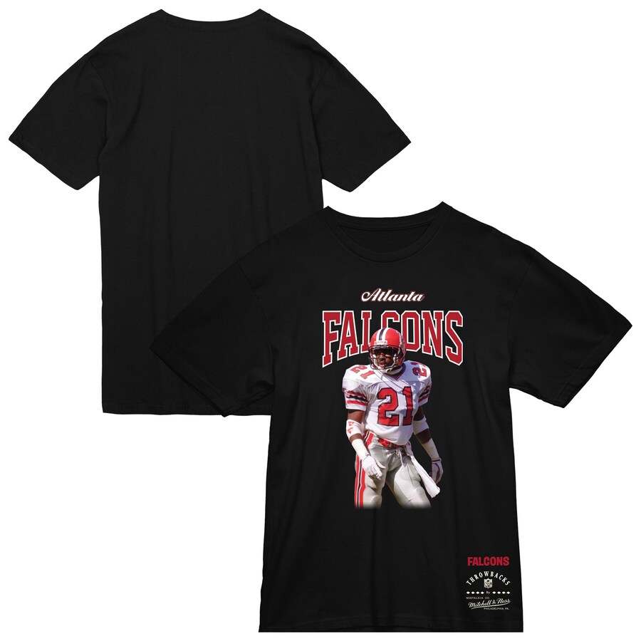 Men's Atlanta Falcons Deion Sanders Mitchell & Ness Black Sideline Retired Player T-Shirt