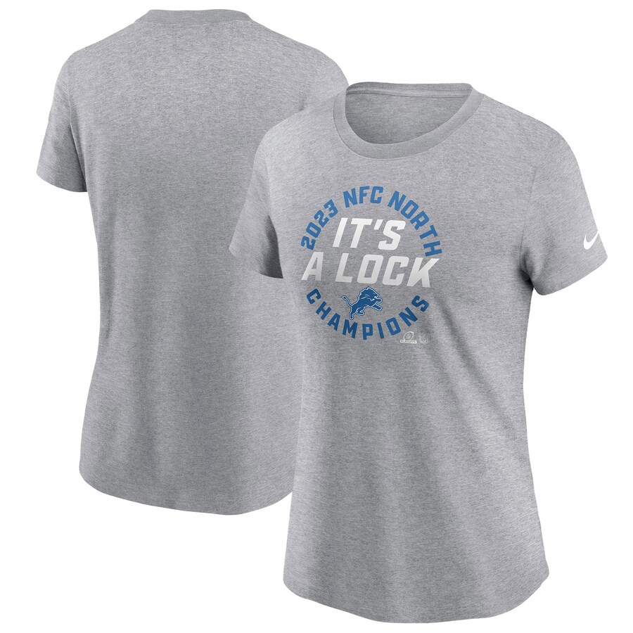 Women's Detroit Lions Nike Gray 2023 NFC North Division Champions Locker Room Trophy Collection T-Shirt