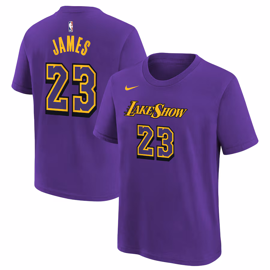 Youth Los Angeles Lakers LeBron James Nike Purple 2024/25 City Edition Name & Number T-Shirt