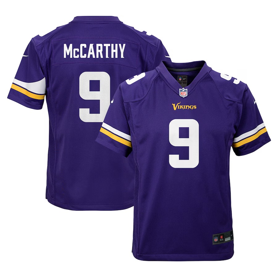 Youth Minnesota Vikings J.J. McCarthy Nike Purple Team Player Game Jersey