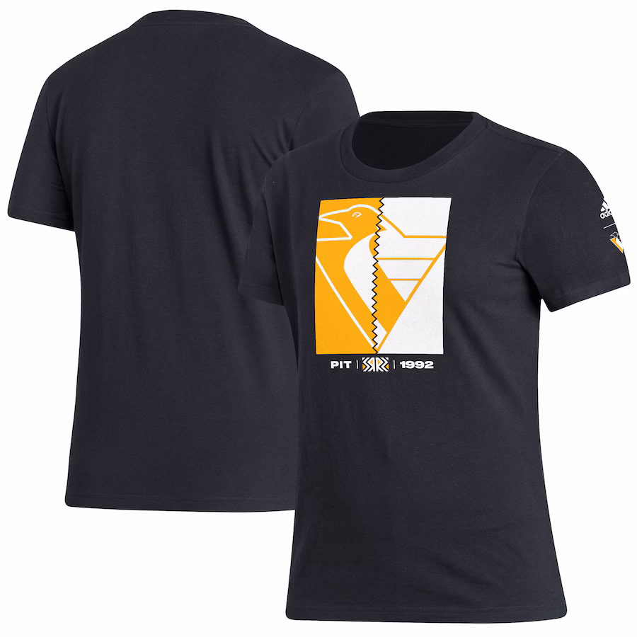 Women's Pittsburgh Penguins adidas Black Reverse Retro 2.0 Playmaker T-Shirt