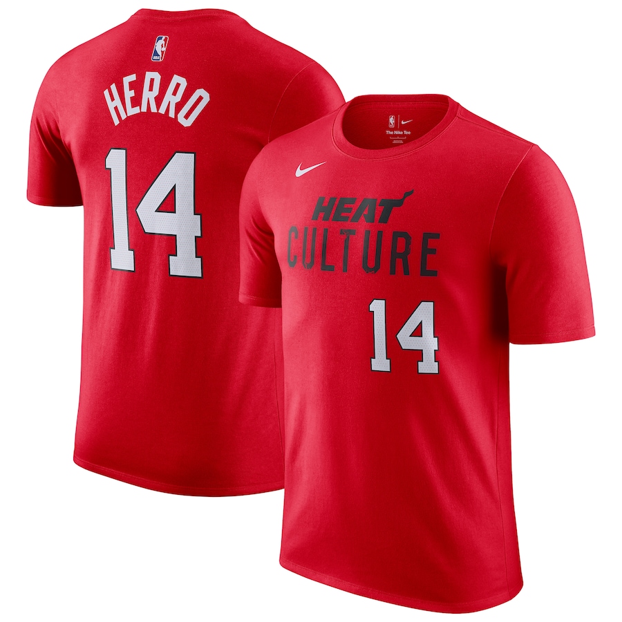 Men's Miami Heat Tyler Herro Nike Red 2024/25 City Edition Name & Number T-Shirt