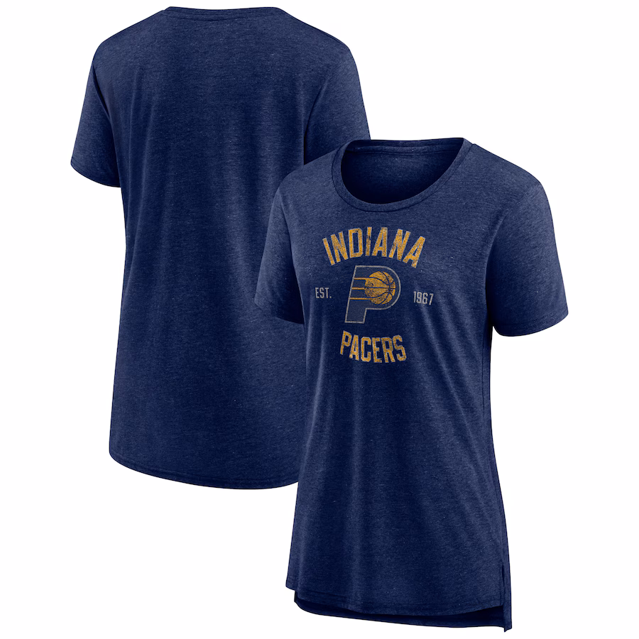 Women's Indiana Pacers Heather Navy Heritage Tri-Blend T-Shirt