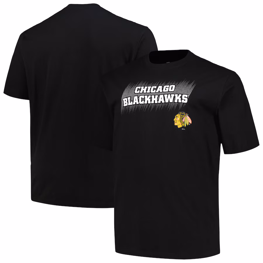 Men's Chicago Blackhawks Fanatics Black Big & Tall Wordmark T-Shirt