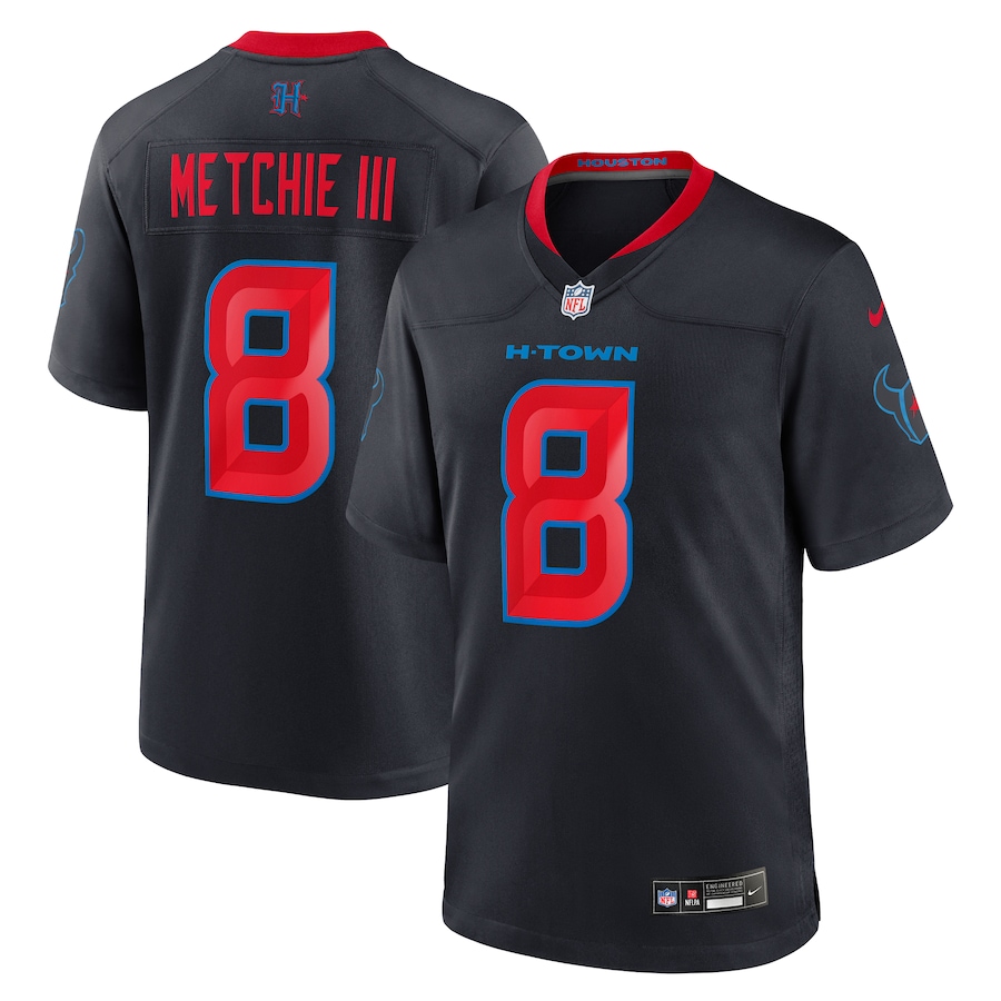 Men's Houston Texans John Metchie III Nike Navy 2nd Alternate Game Jersey