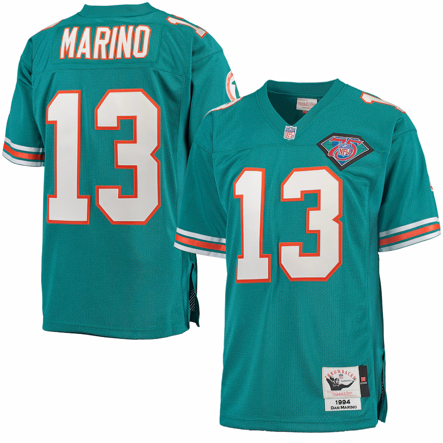 Mens Miami Dolphins Dan Marino Mitchell & Ness Aqua Authentic Throwback Jersey
