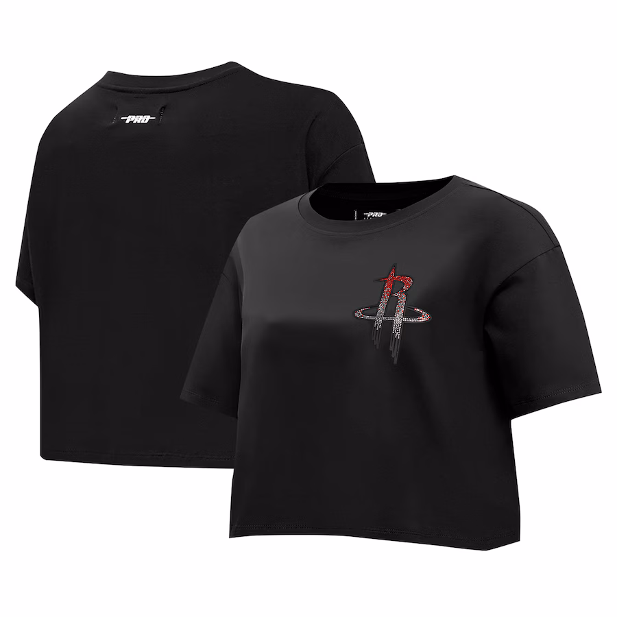 Women's Houston Rockets Pro Standard Black Jewels Boxy Cropped T-Shirt