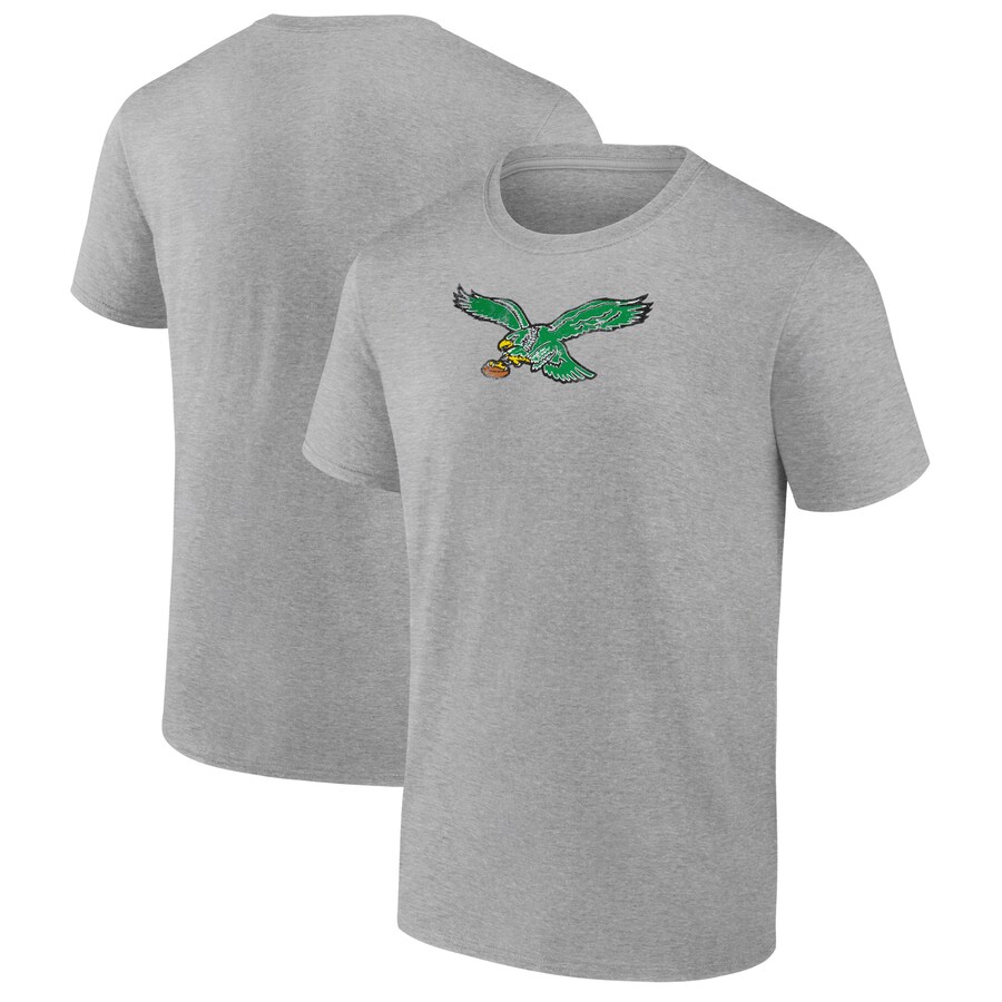Men's Philadelphia Eagles  Fanatics Heather Gray Distressed Throwback Logo T-Shirt