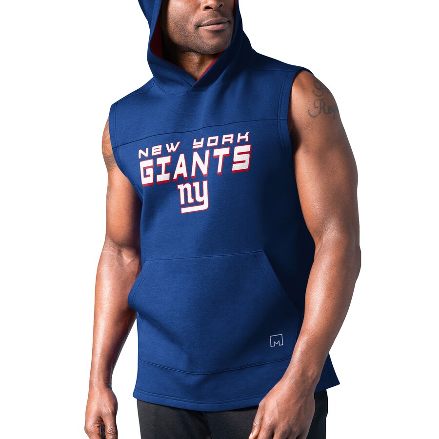 Men's New York Giants MSX by Michael Strahan Royal Captain Sleeveless Hoodie T-Shirt