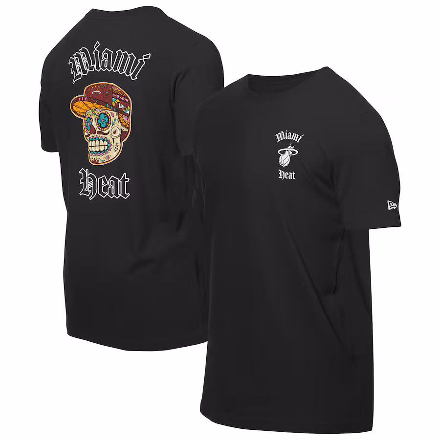 Men's Miami Heat New Era Black Sugar Skulls T-Shirt