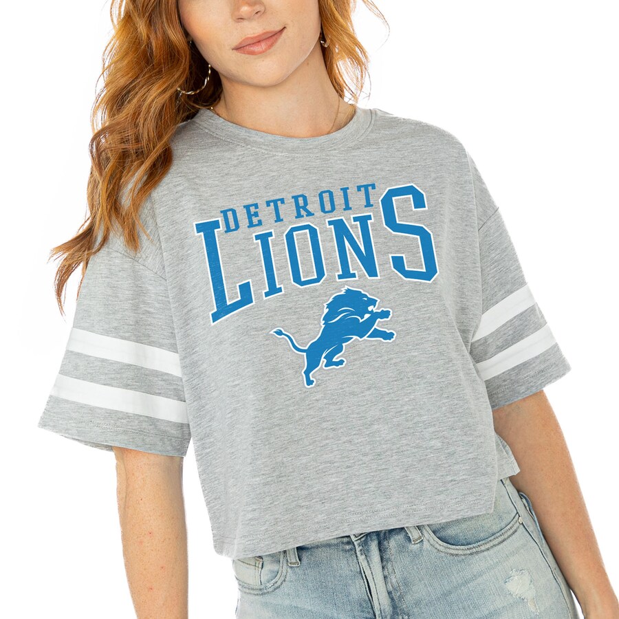 Women's Detroit Lions  Gameday Couture Gray Gridiron Glam Cropped T-Shirt