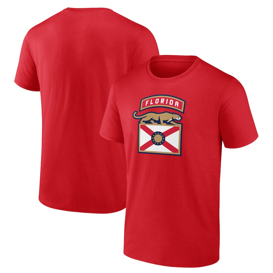 Men's Florida Panthers Red Shoulder Patch Logo T-Shirt