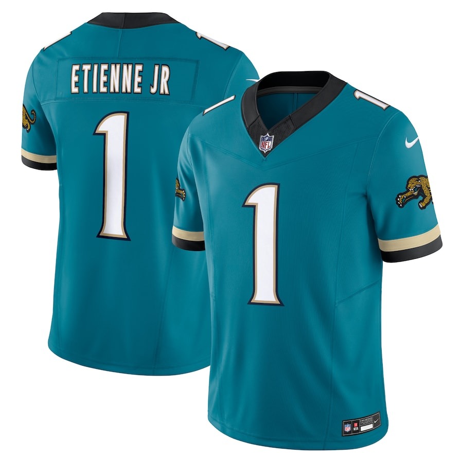 Men's Jacksonville Jaguars Travis Etienne Nike Teal Prowler Throwback Vapor F.U.S.E. Limited Jersey