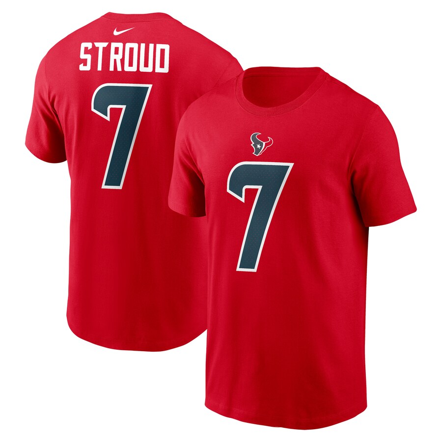 Men's Houston Texans C.J. Stroud Nike Red Player Name & Number T-Shirt