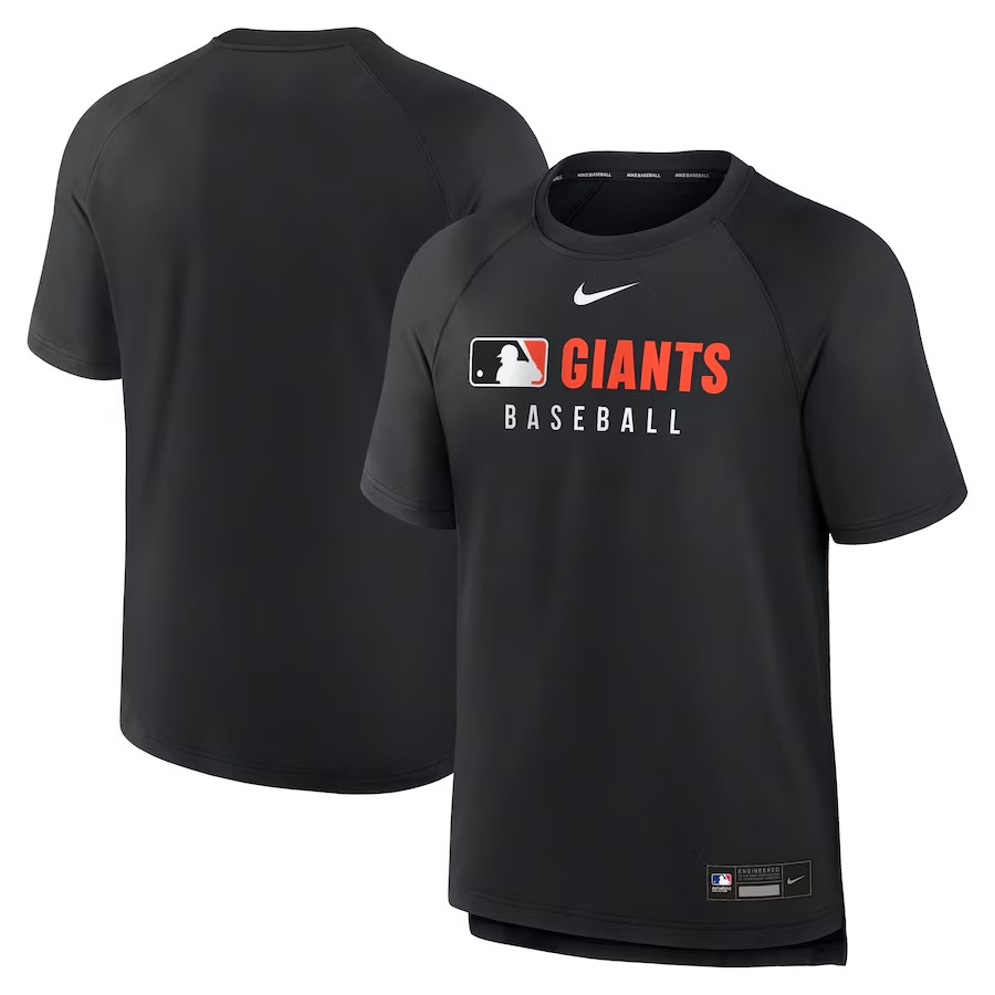 Men's San Francisco Giants Nike Black Authentic Collection Pregame Raglan Performance T-Shirt