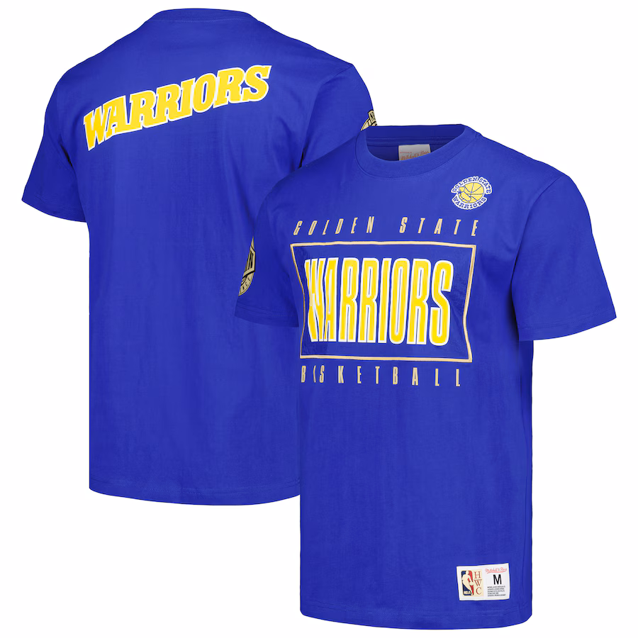 Men's Golden State Warriors Mitchell & Ness Royal Hardwood Classics Team OG 2.0 Premium Vintage Logo T-Shirt