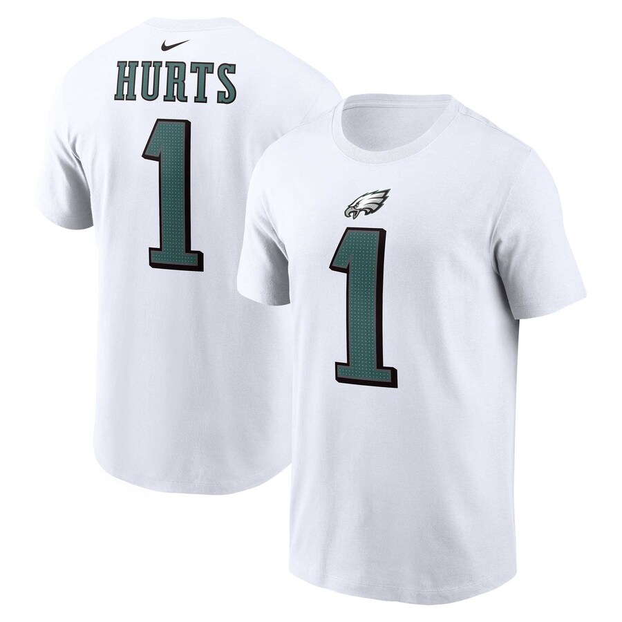 Men's Philadelphia Eagles Jalen Hurts Nike  White  Player Name & Number T-Shirt