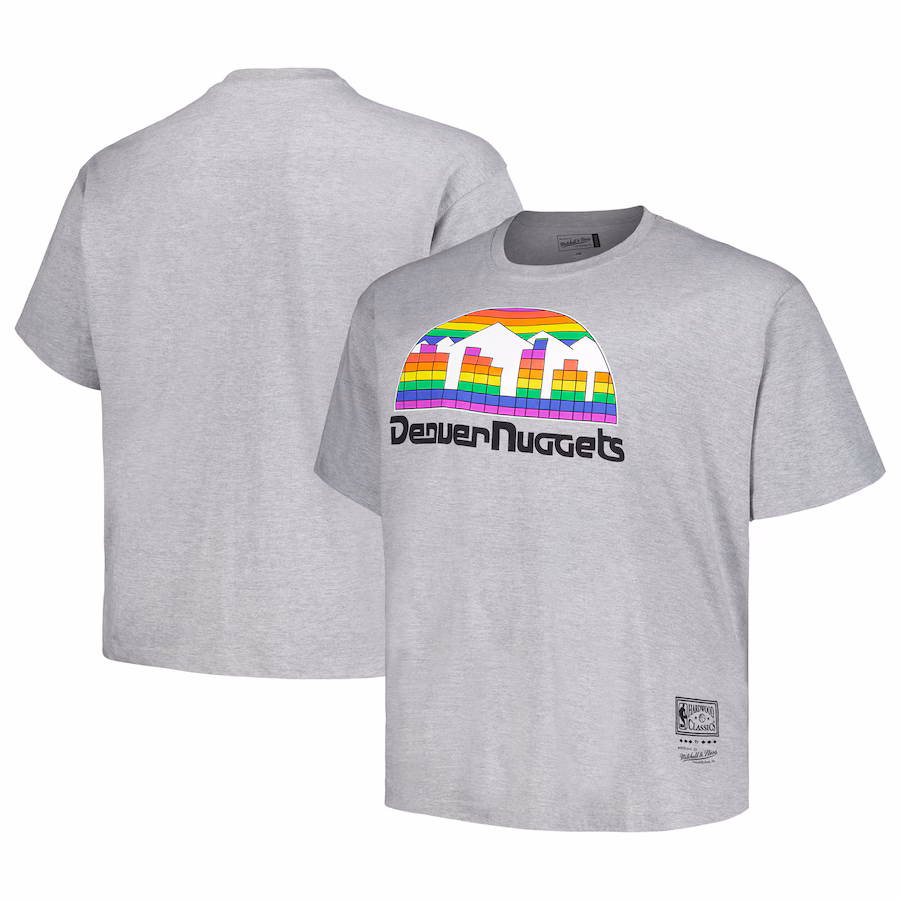 Men's Denver Nuggets Mitchell & Ness Heather Gray Big & Tall Hardwood Classics Vintage Logo T-Shirt