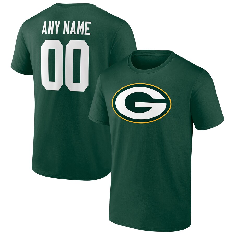Men's Green Bay Packers Green Team Authentic Personalized Name & Number T-Shirt