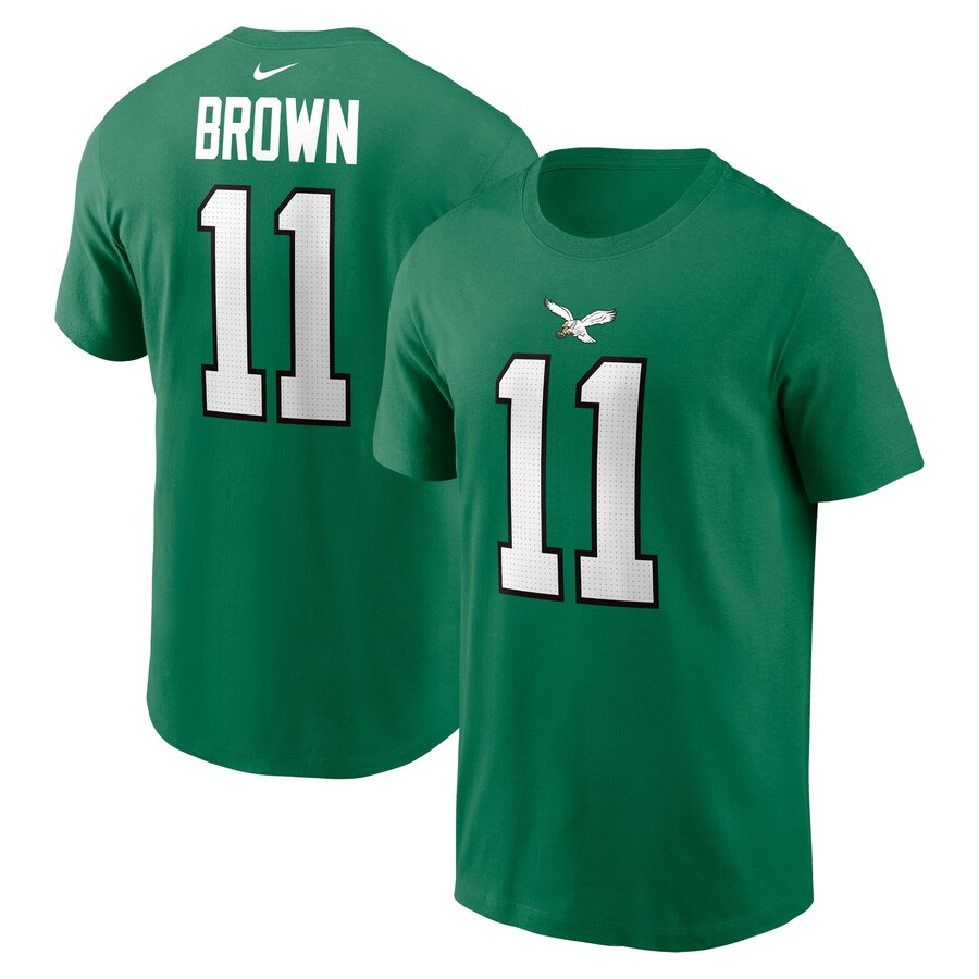 Men's Philadelphia Eagles A.J. Brown Nike Kelly Green Alternate Player Name & Number T-Shirt