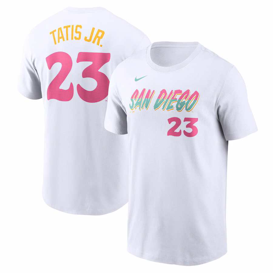 Men's San Diego Padres Fernando Tatis Jr. Nike White City Connect Fuse Name & Number T-Shirt