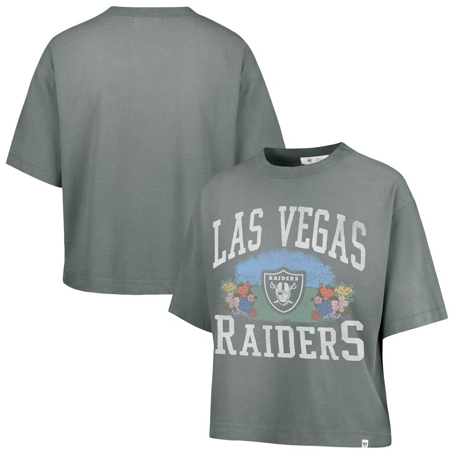 Women's Las Vegas Raiders  '47 Gray Florentina Montauk Cropped T-Shirt