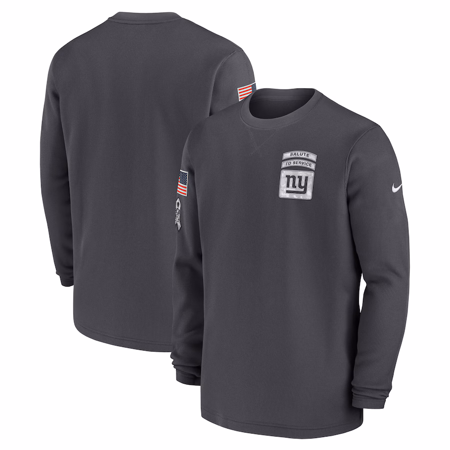 Men's New York Giants Nike Anthracite Salute To Service Edge Lockup Long Sleeve T-Shirt